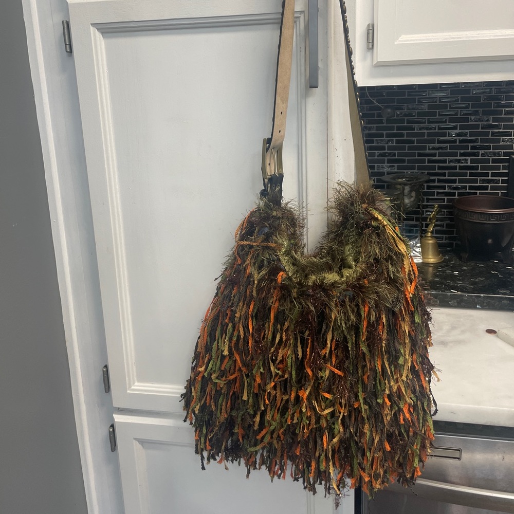 Ooak leather & cloth bag Halloween fall vibes
